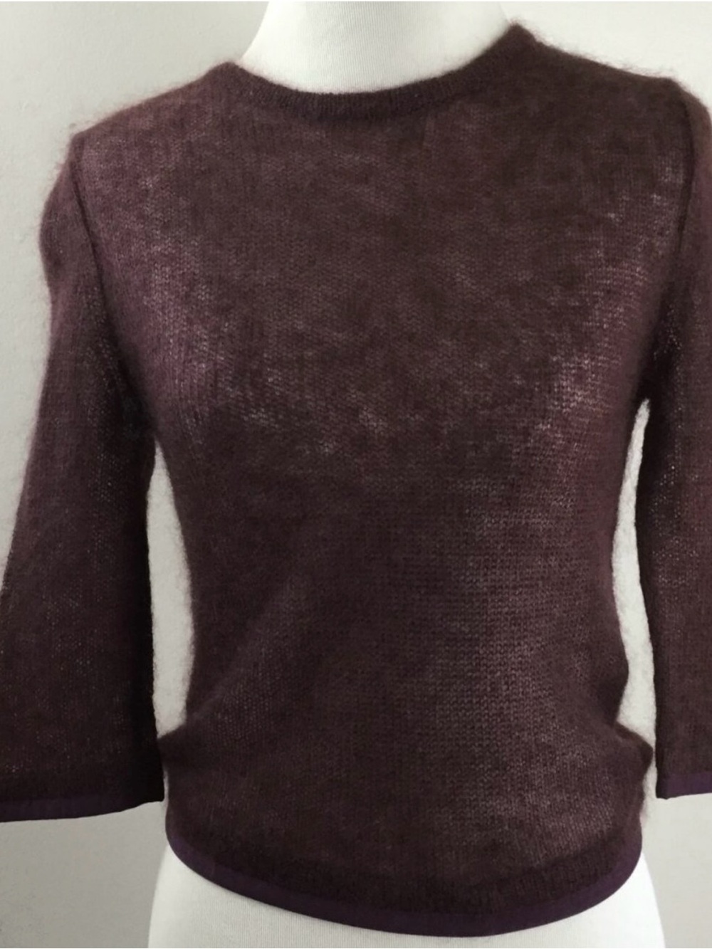 Esprit Mohair-Blend Crewneck Sweater in Plum / Burgundy / Dark Brown